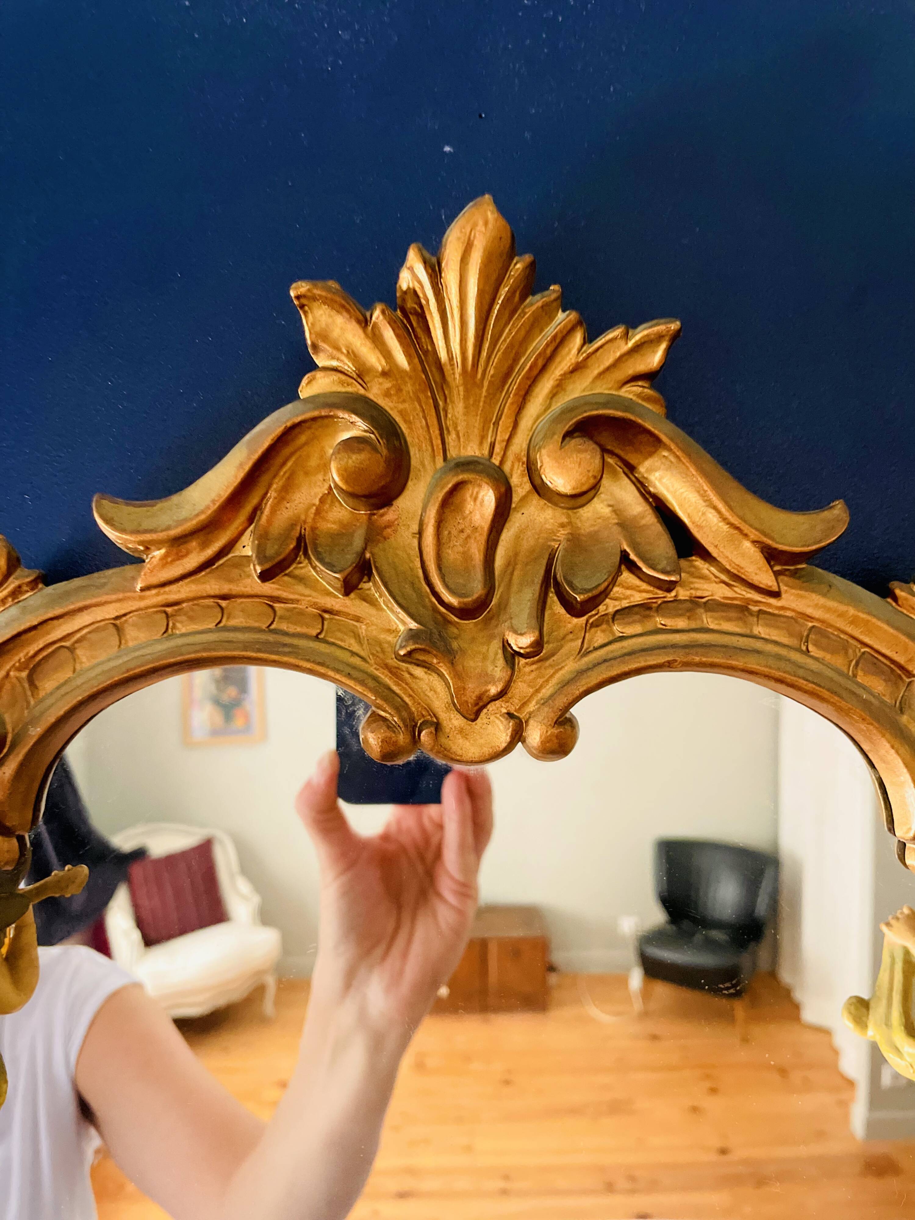 Miroir ancien anges musiciens style Victorien Baroque