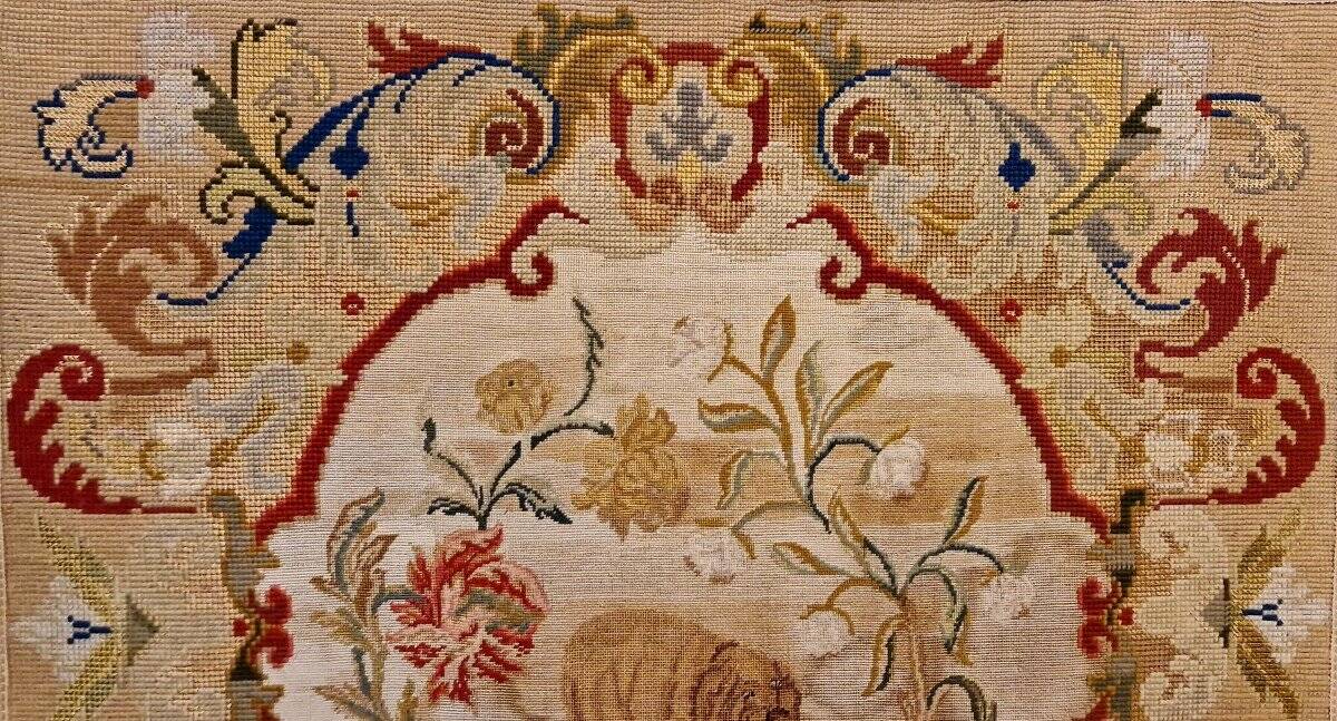 Écran de cheminée avec tapisserie fin XIXème