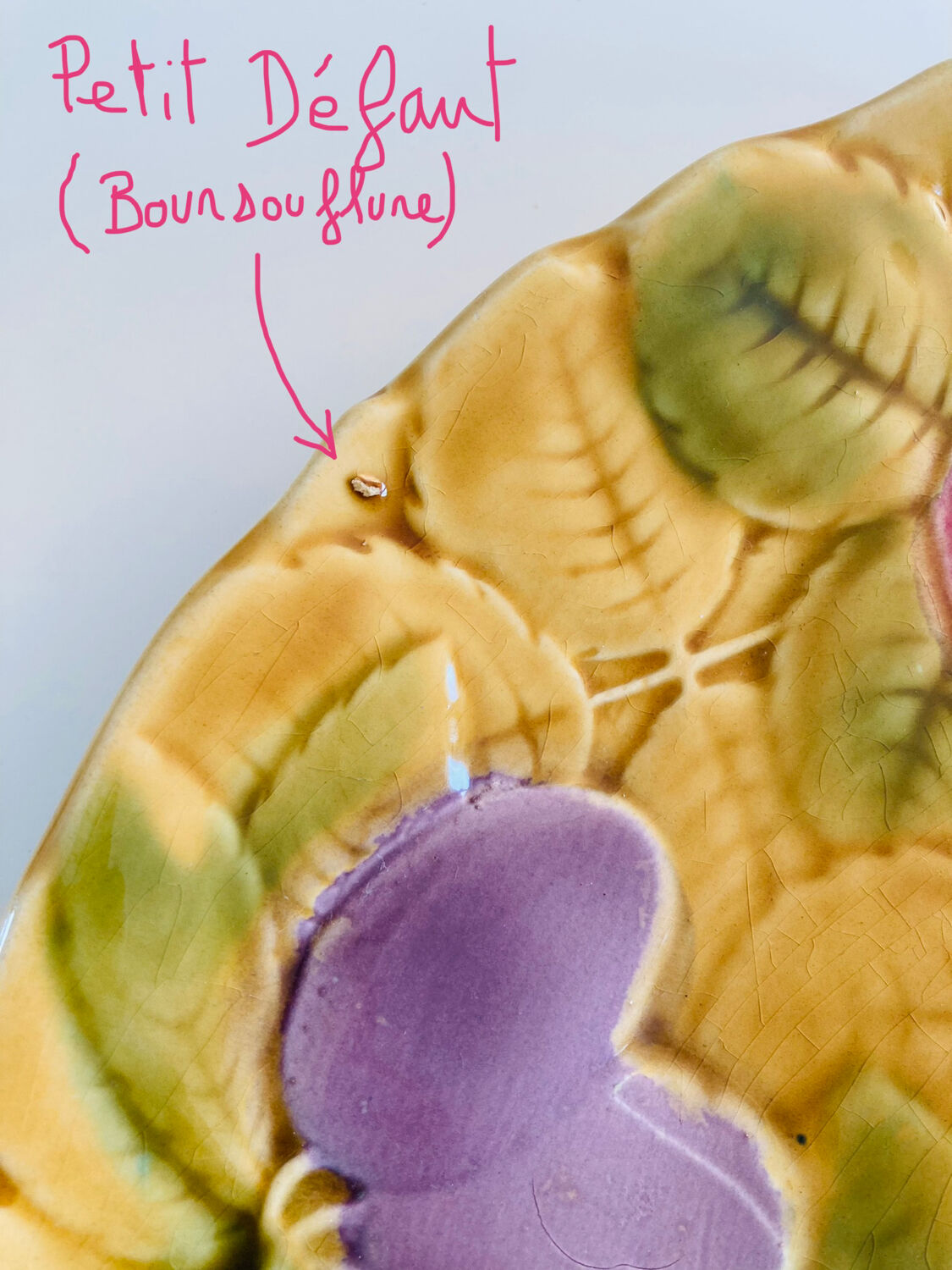 Barbotines: Ceramic dessert service from Sarreguemines.