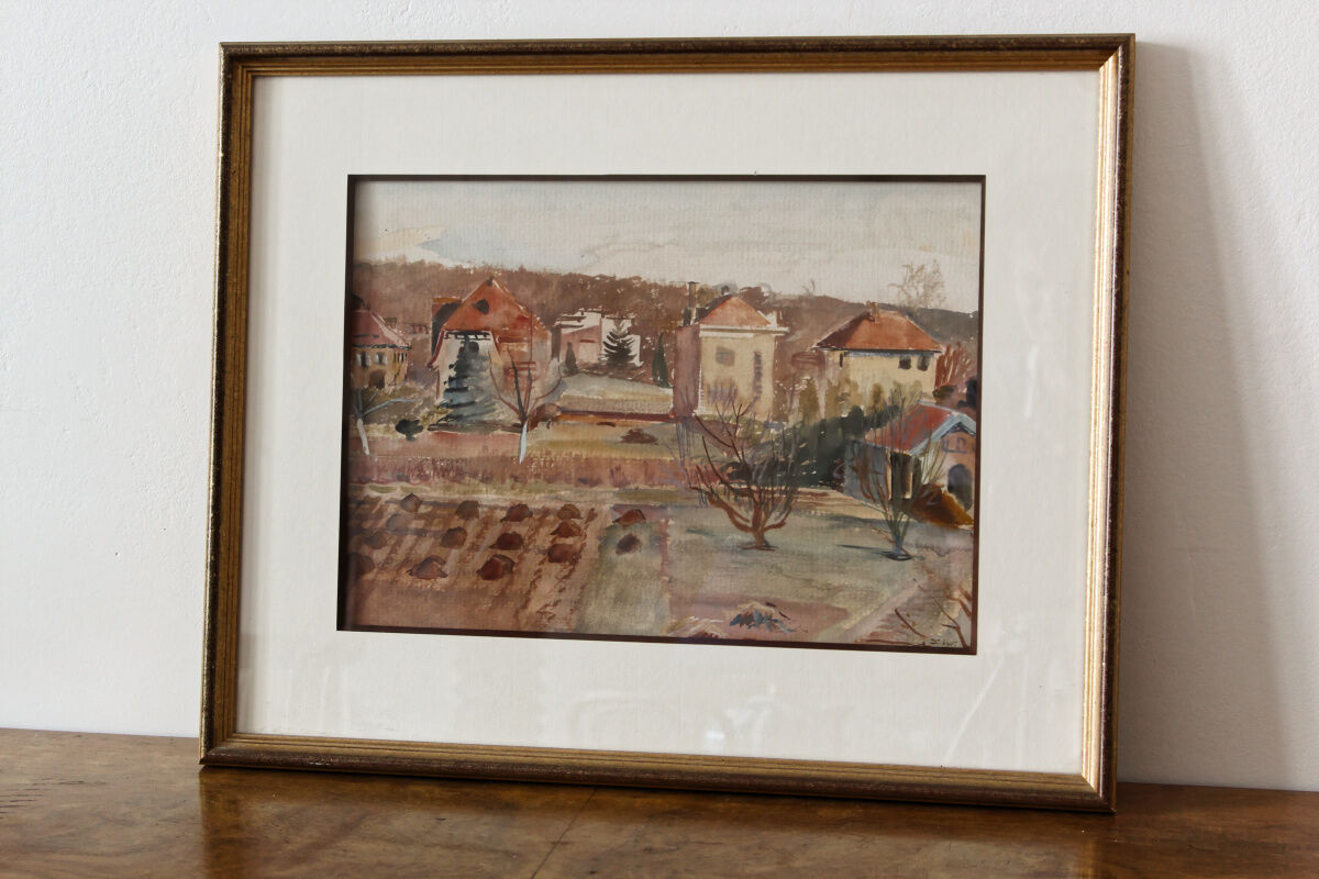 Watercolor Claude Lyr, My garden at Easter