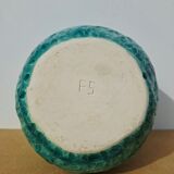 Turquoise round vase 1970 signed