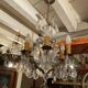 6-light chandelier with crystal pendants on bronze frame, Louis XV style