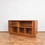 Mid-century danish teak sideboard with tambour doors from dyrlund, 1960s.
