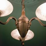 3-burner saucer chandelier of the Muller brothers Lunéville