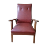 Burgundy leather faux chair 1950
