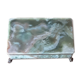 Alabaster Jewelry Box of superb alliance of green and ocher hues