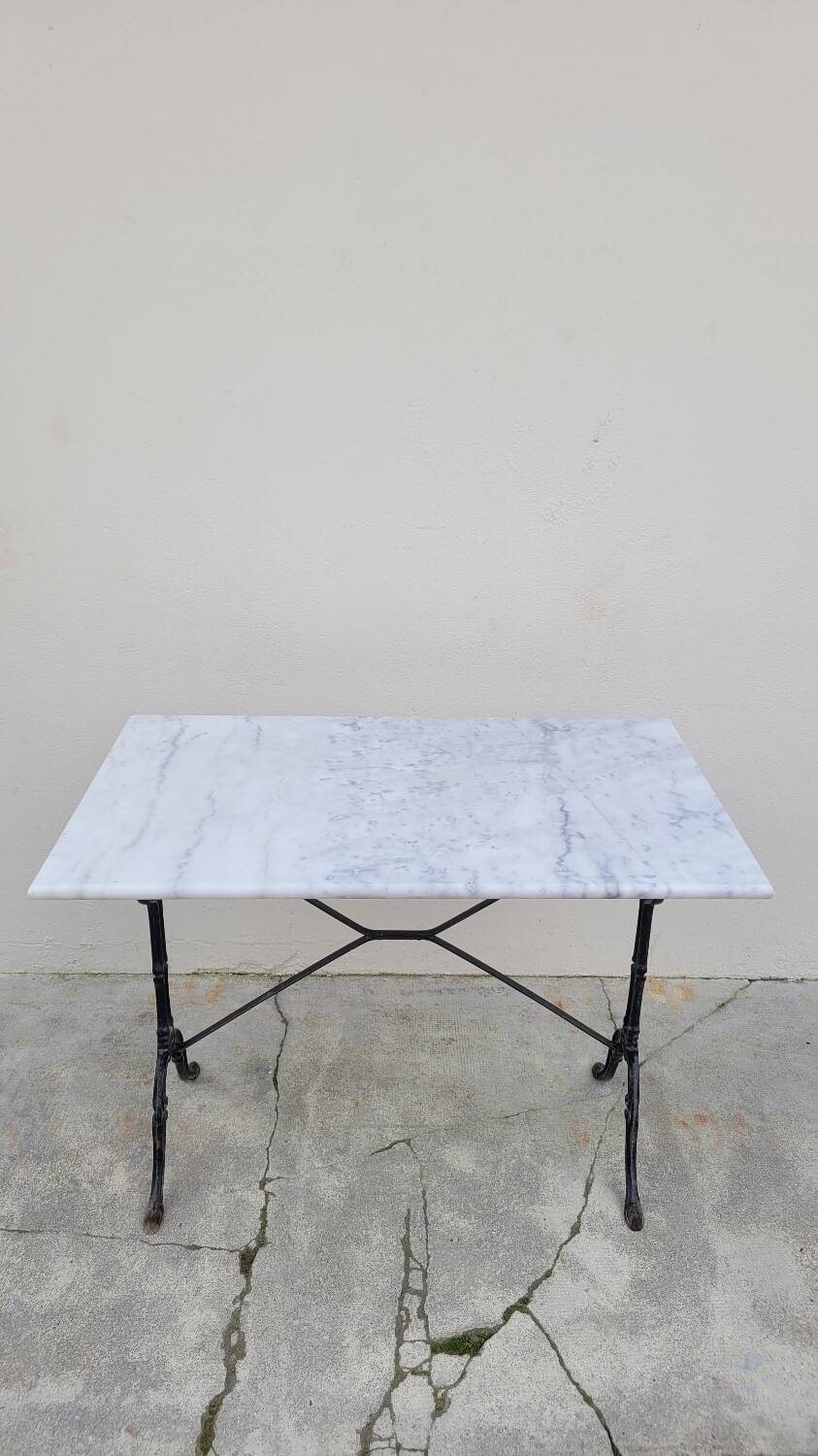 Marble and antique cast iron bistro table