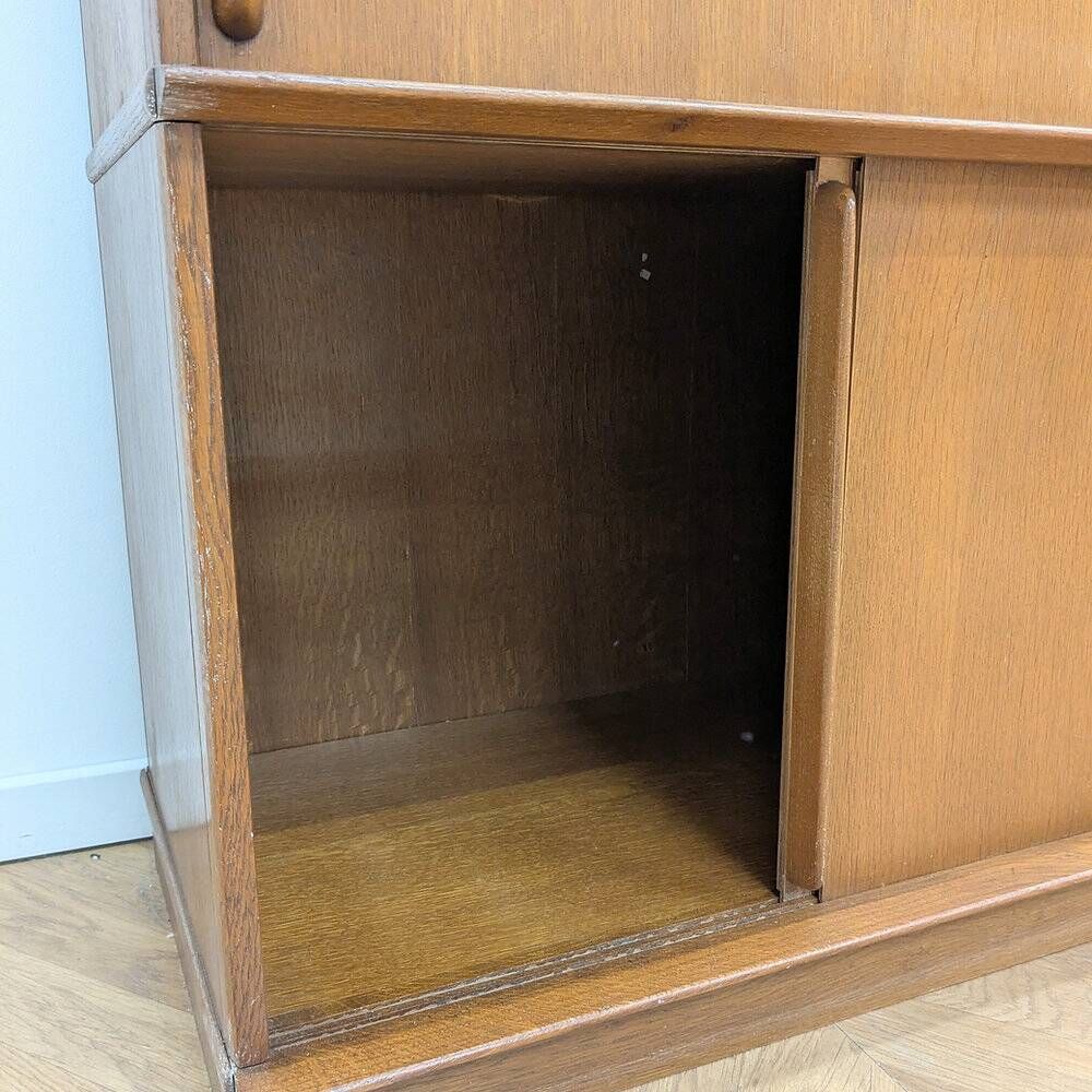 Vintage library by Didier Rozaffy for Oscar, oak and glass, 1950s.