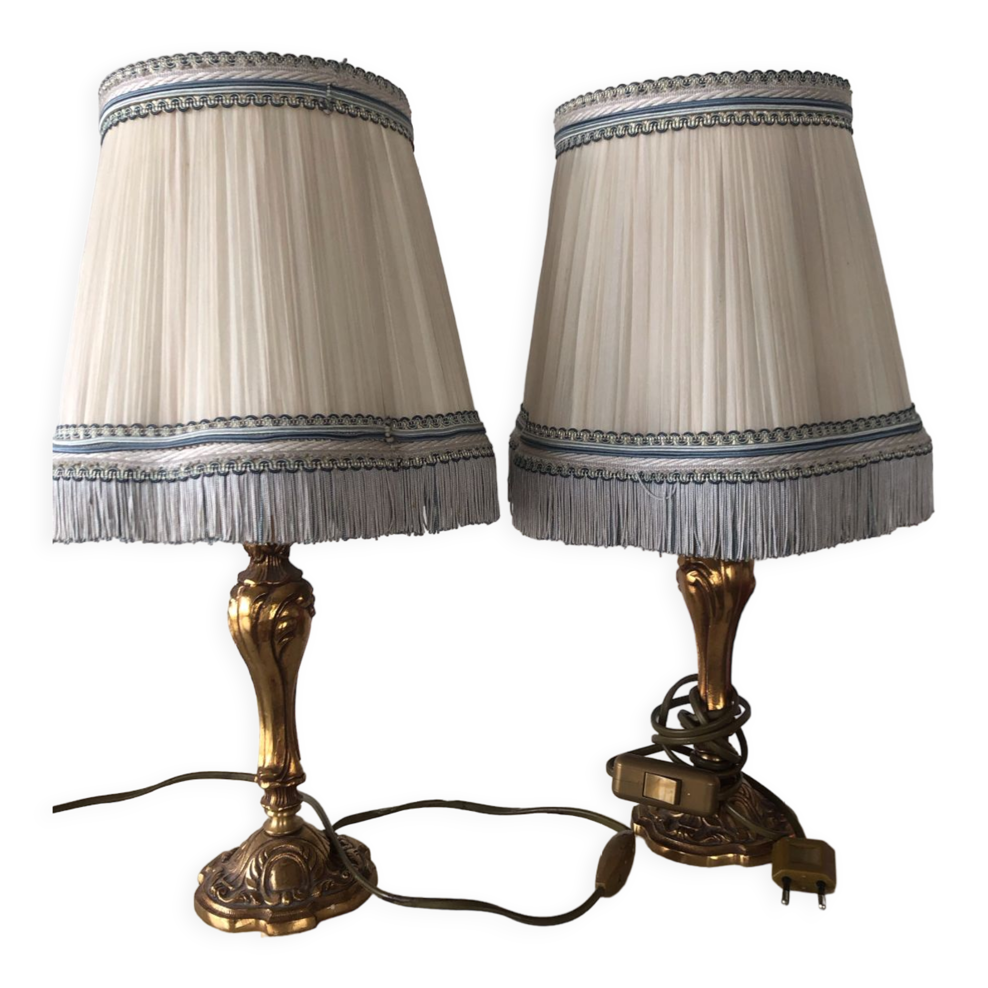 Pair of genuine bronze bedside lamps