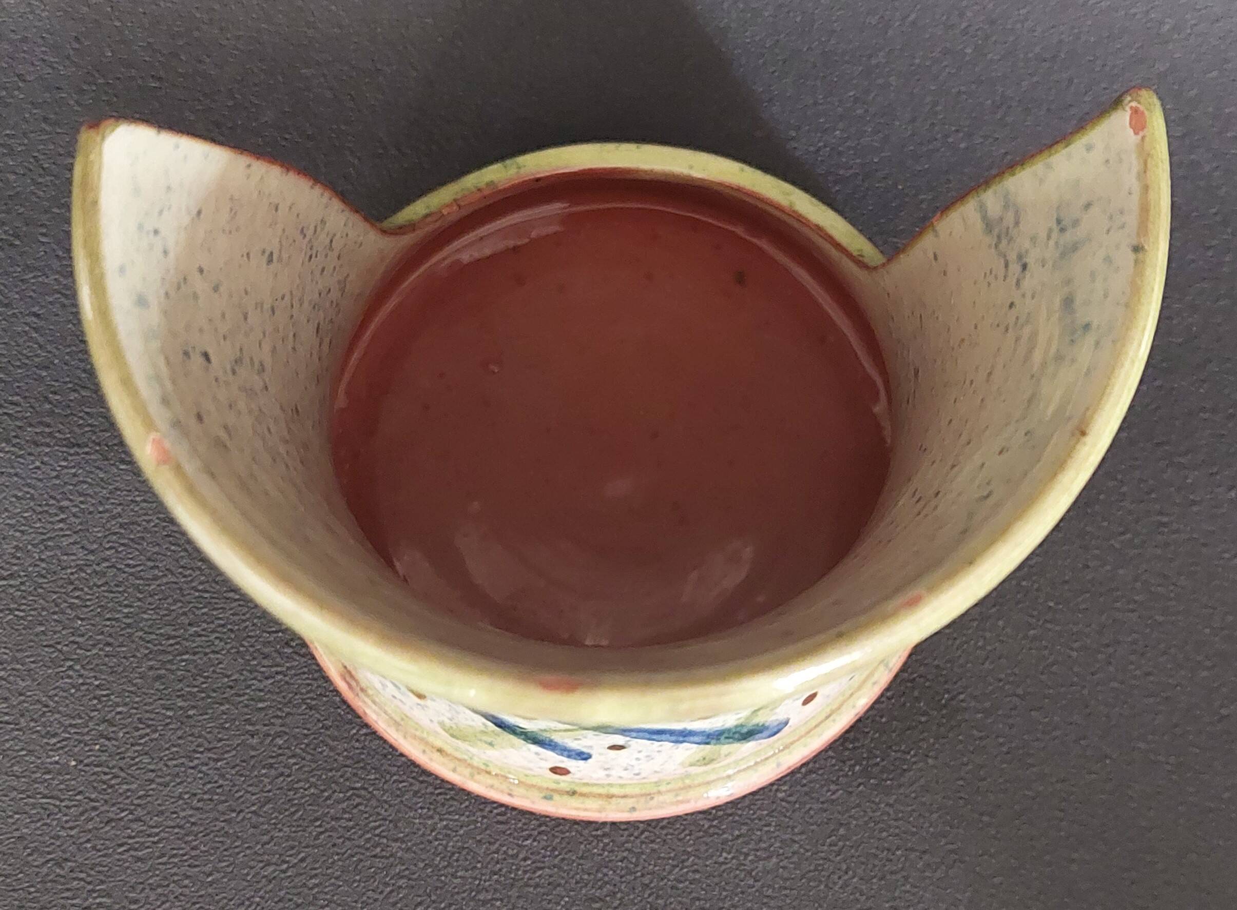Ceramic tea light holder with signature to identify, 20th century