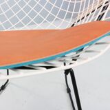 Diamond chair by Harry Bertoia in white & black metal and new leather seati