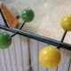 Vintage wall coat holder with 4 coloured balls, mirror and shelf