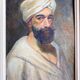 Old painting, portrait of a man with a turban, 20th century, signed