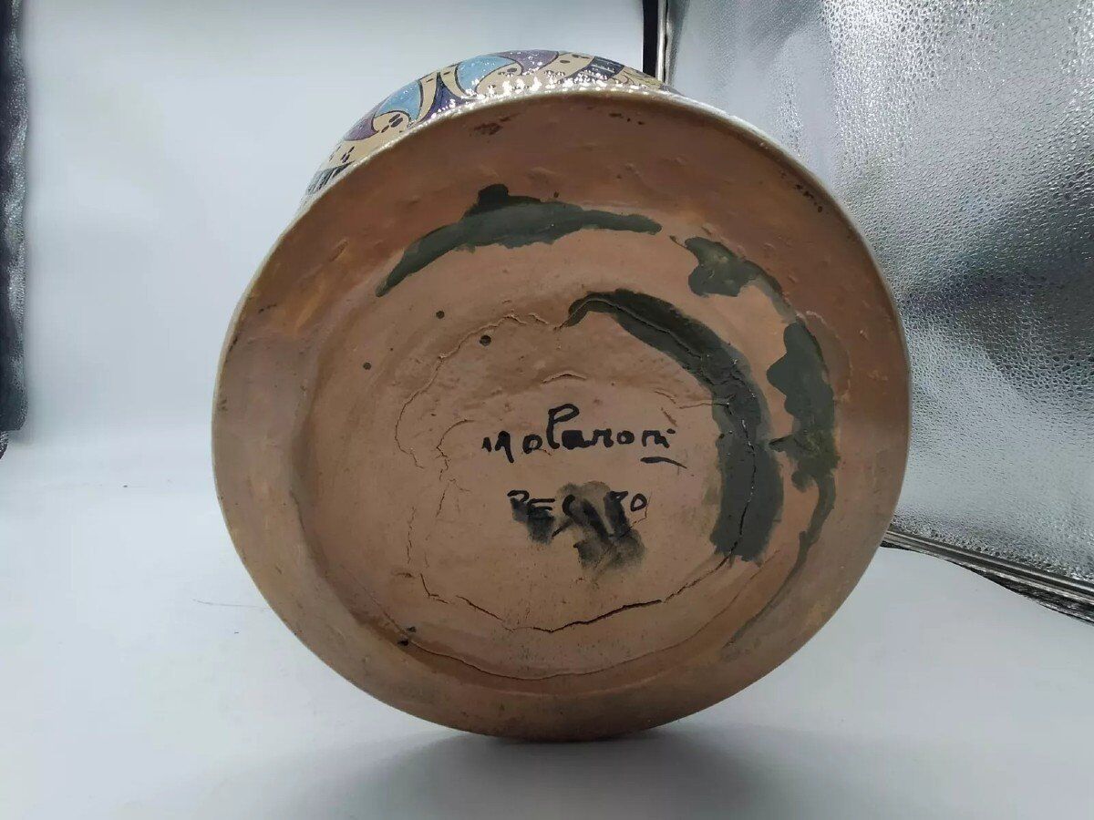 Vase En Majolique Art Nouveau