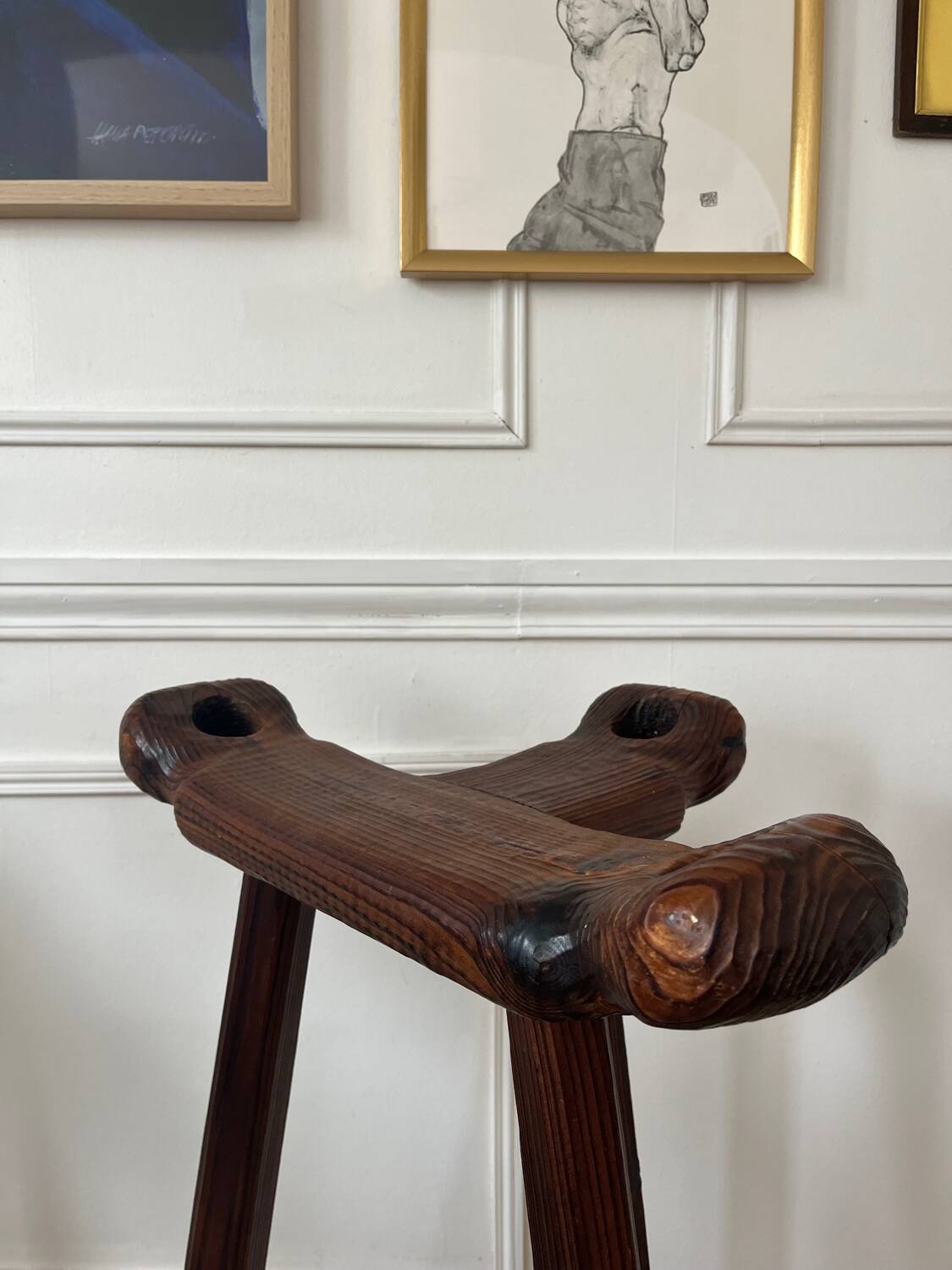 Set of three brutalist bar stools