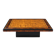 Table basse vintage en loupe d’orme et noyer, laque noire – années 70