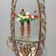 Entryway Mirror and Brass and Glass Console by Pierluigi Colli with Floral Frame