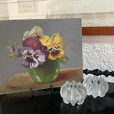 Set of 2 reversible molded glass candle holders