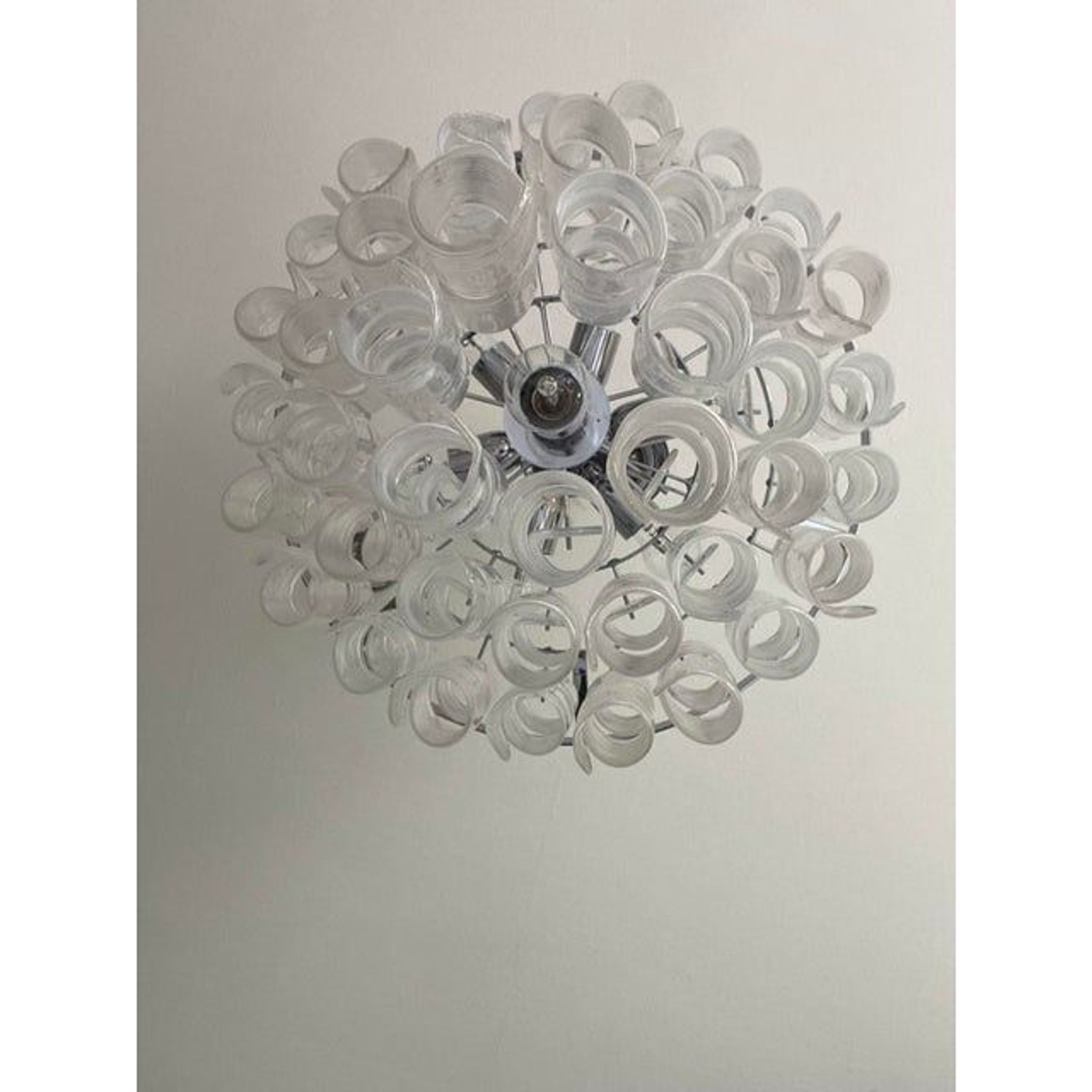 Lustre en verre de Murano transparent et blanc « Ricci »