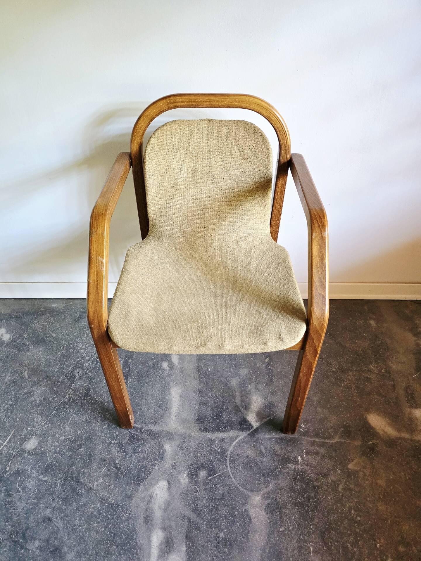 Bentwood armchair from the 1980s, upholstered, Scandinavian style, for dining room or office.