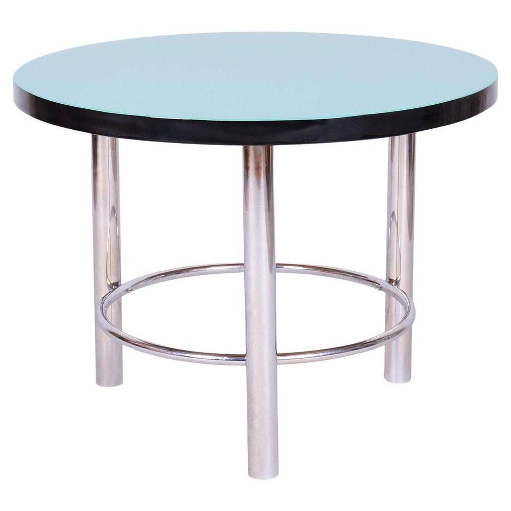 Czech Bauhaus Round Coffee Table in Chrome-Plated Steel, 1930s