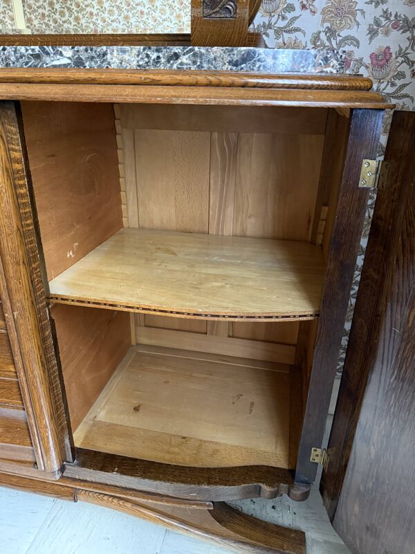 Buffet vaisselier bois massif pierre marbre