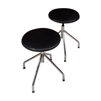 2 black and chrome stools, 1970s