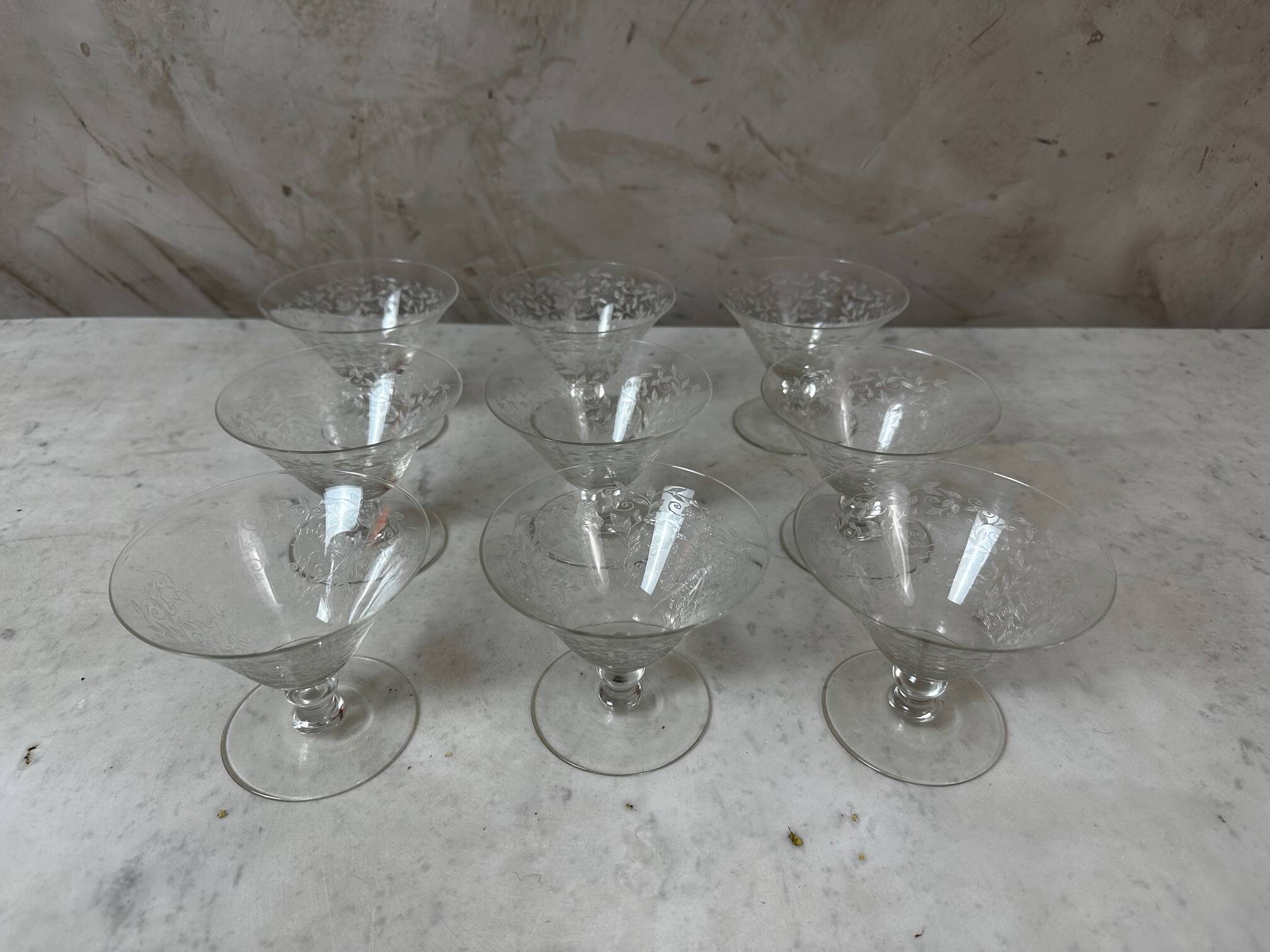 A lot of crystal glasses