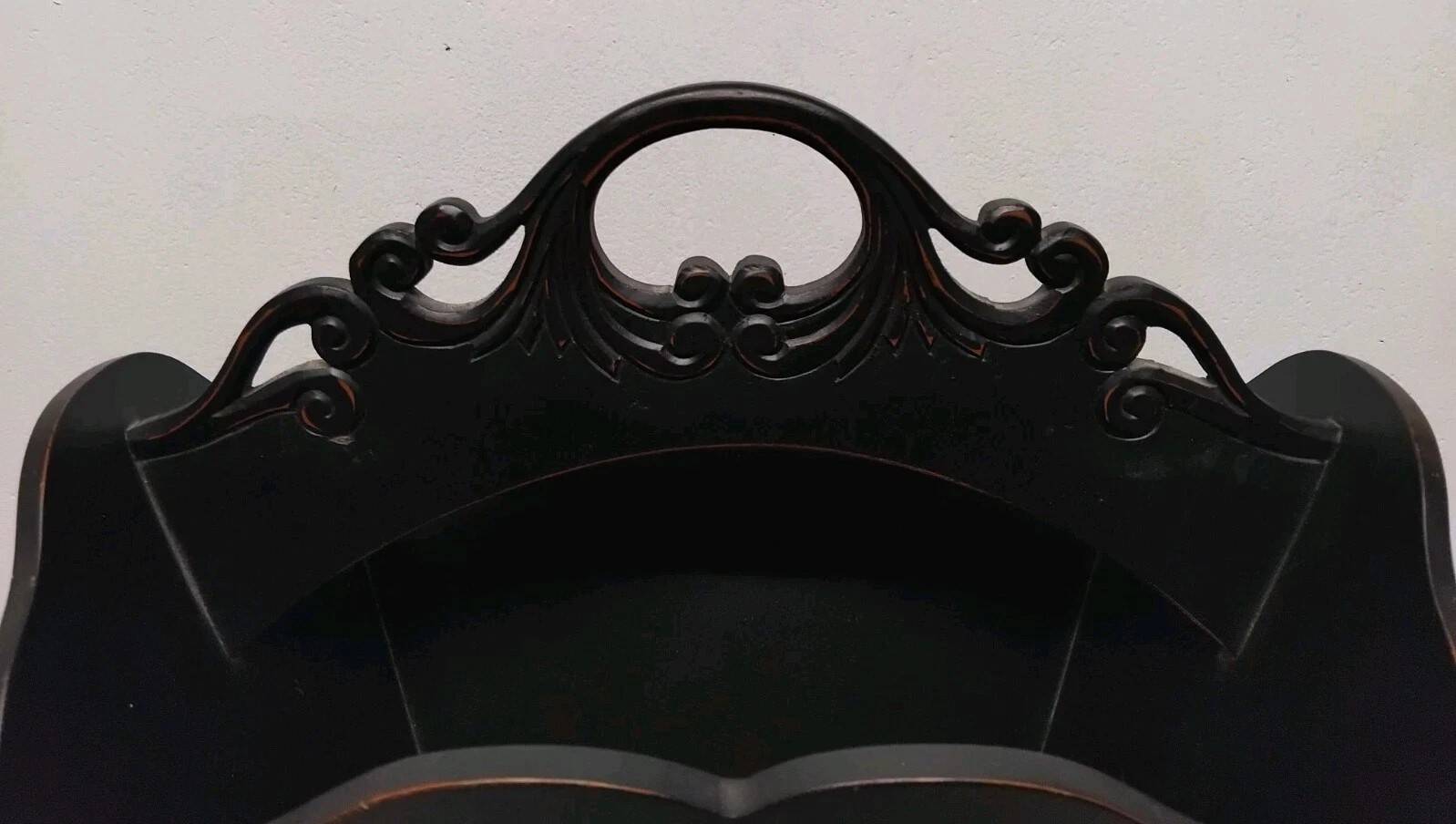 Antique Vintage Carved Wooden Magazine Rack