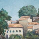 Tableau ancien peinture sur bois signée A. Challou