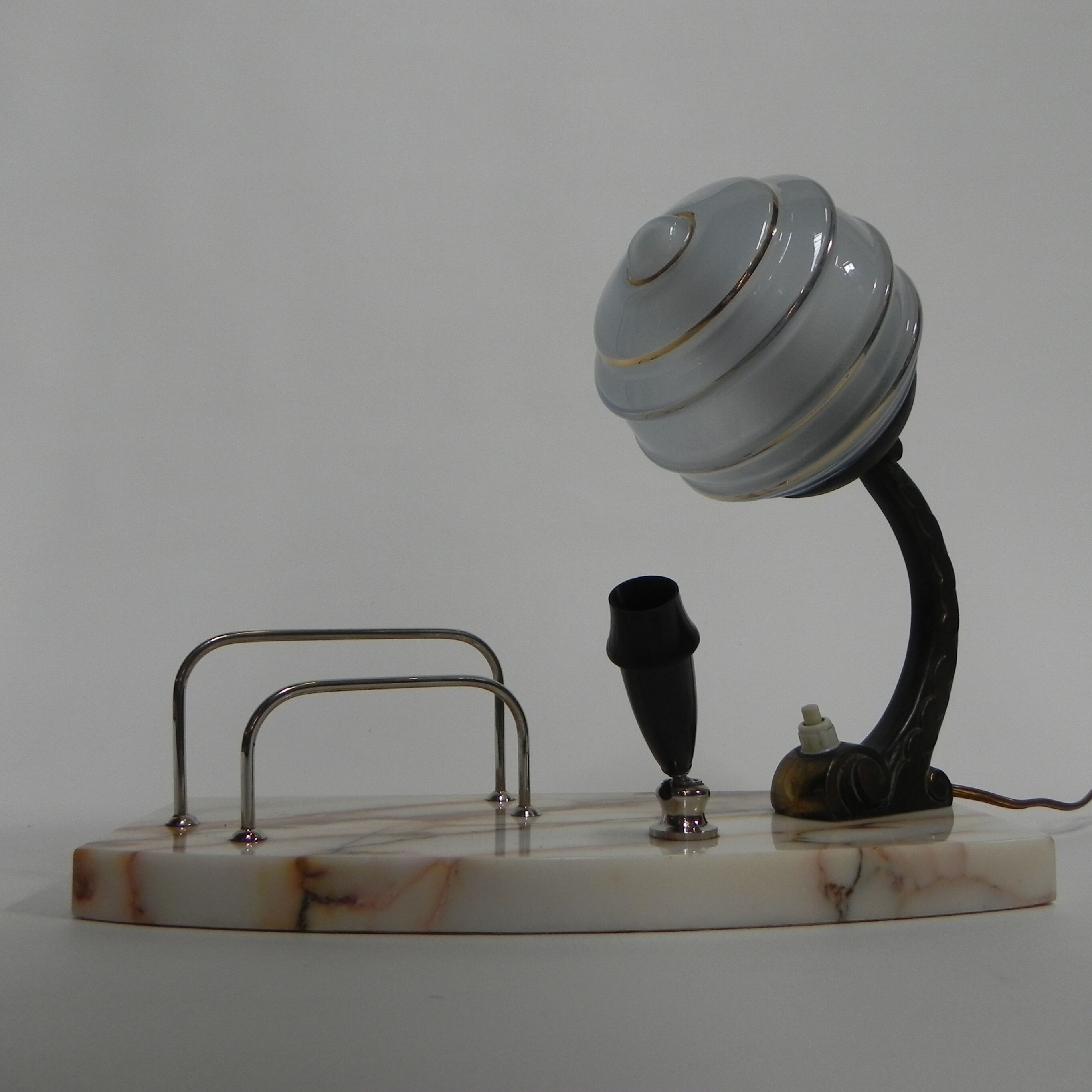 Art deco desk lamp with pen and letter holder