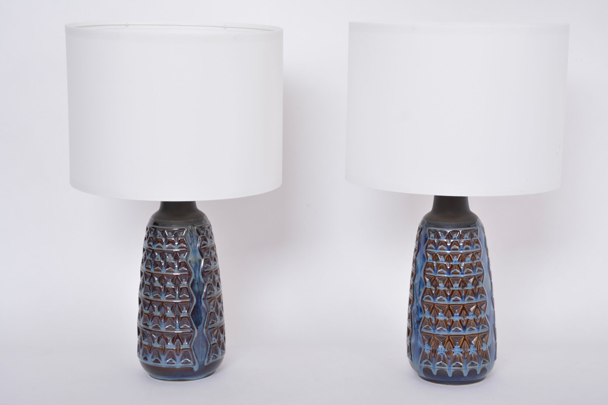 Pair of Tall Blue Mid-Century Modern Table Lamps model 3340 by Einar Johansen for Soholm