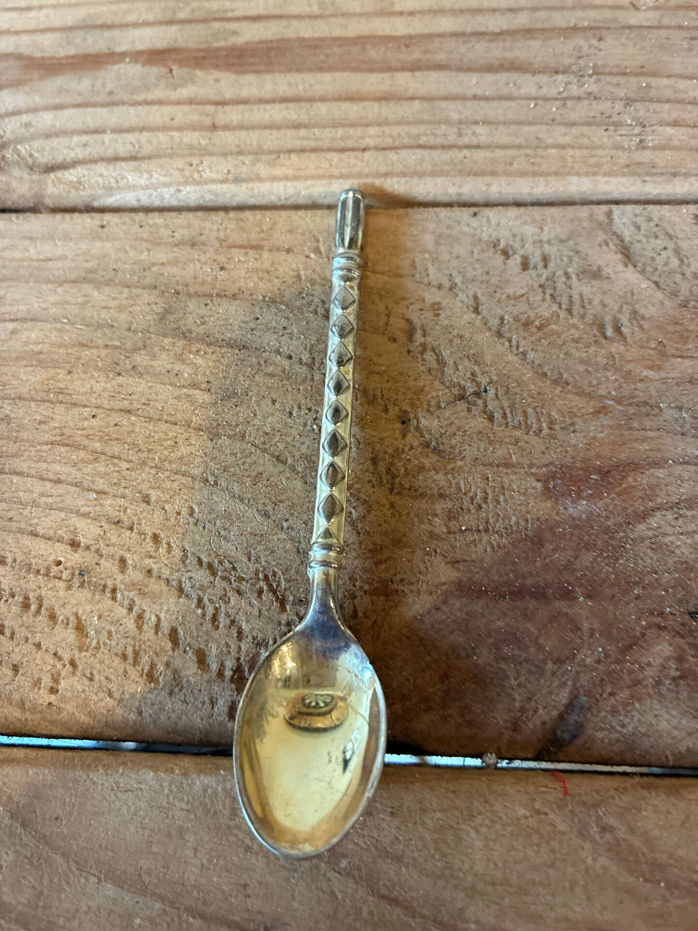 Set of 5 silver-plated moka/café spoons – Geometric pattern Ar