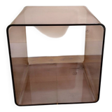 Vintage smoked plexiglass cube by Miche Dumas for Roche Bobois 70s.