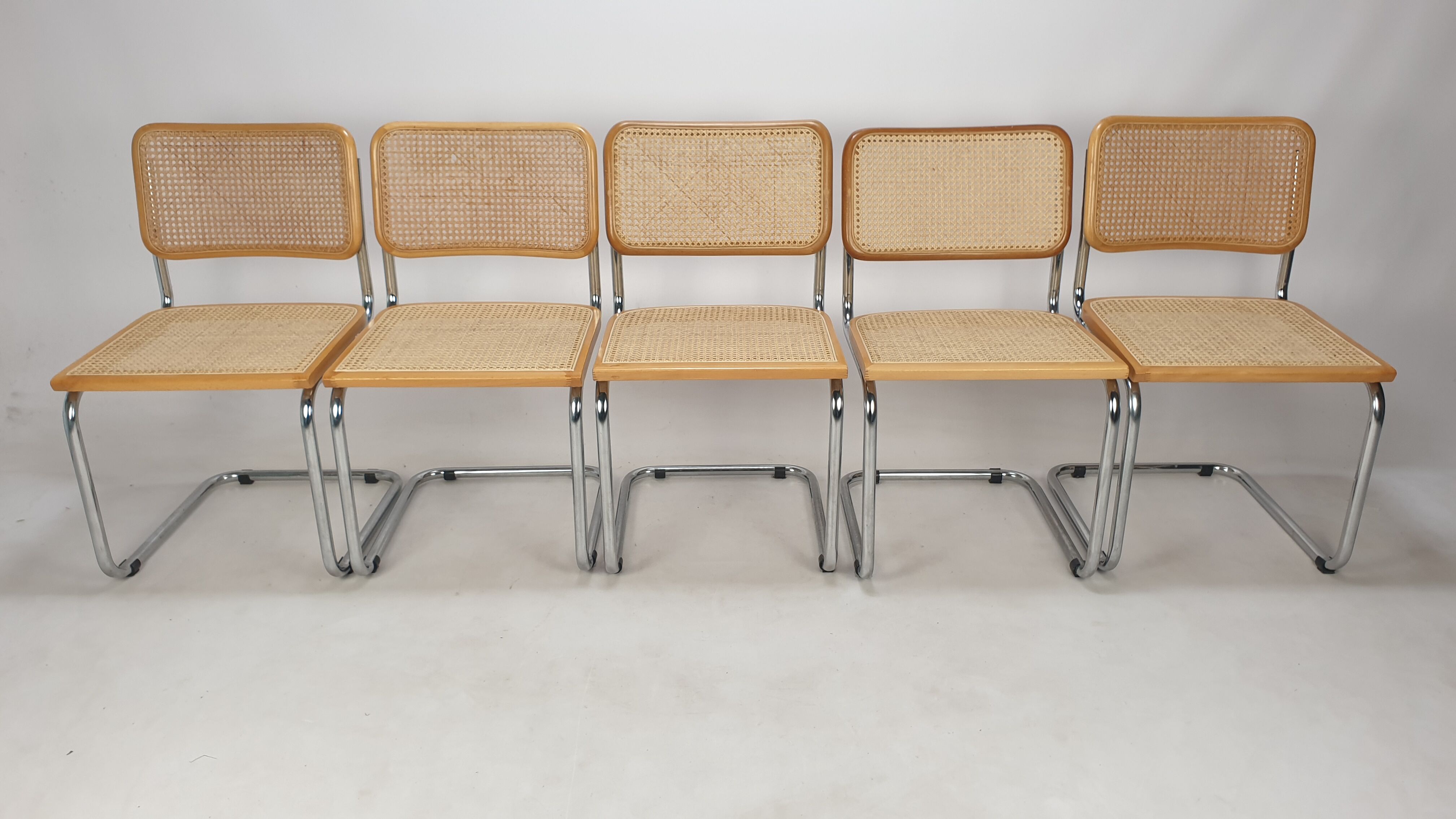 Set of 5 vintage Cesca chairs by Marcel Breuer