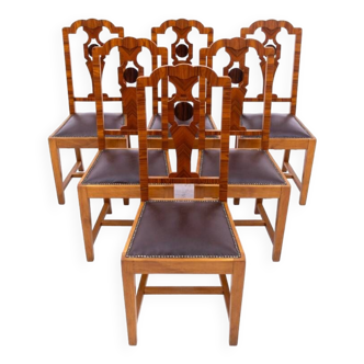Un ensemble de chaises Art Déco, années 1940, Pologne.