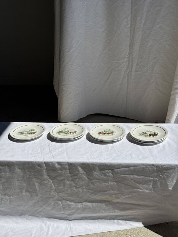 Lot de 11 assiettes à dessert vintage Lunéville-Badonviller à décor
