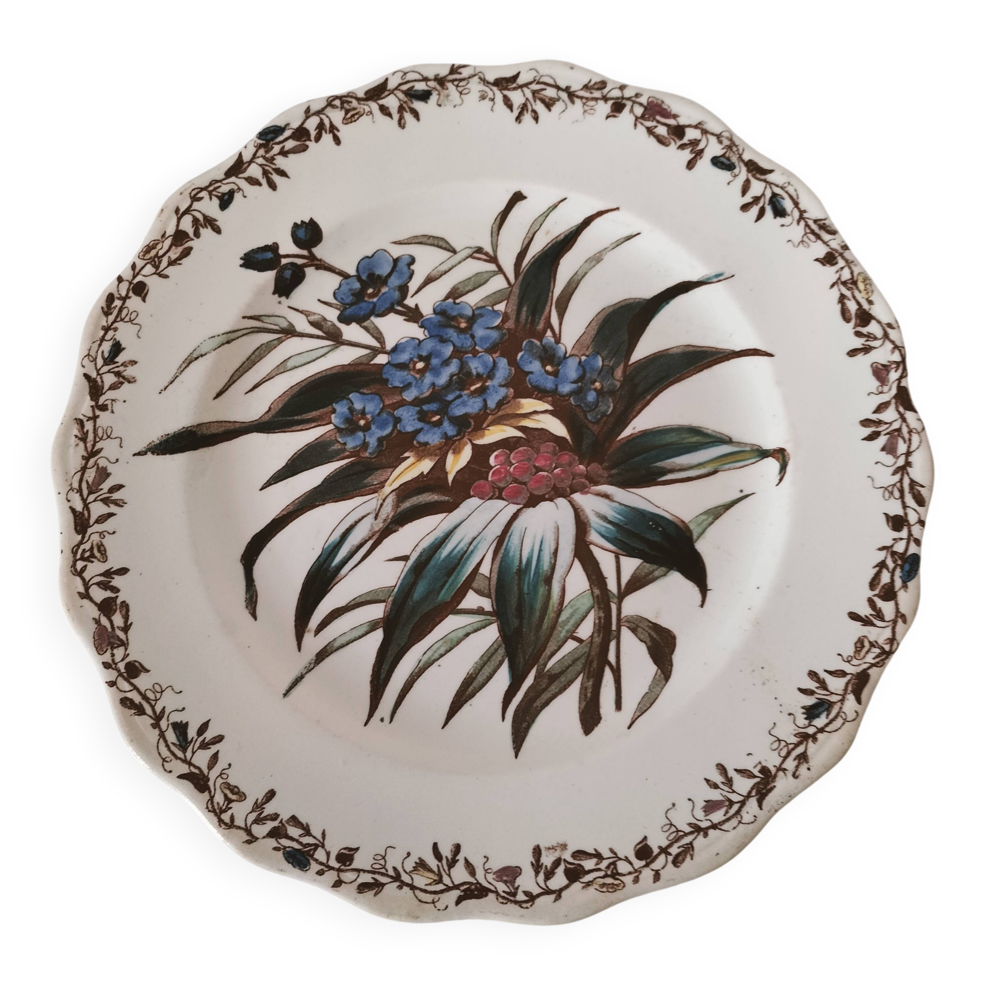 Sanejouand & Graves Clairefontaine plate, polychrome Tavia decoration