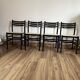 Ensemble de 4 chaises noires italiennes 1970s