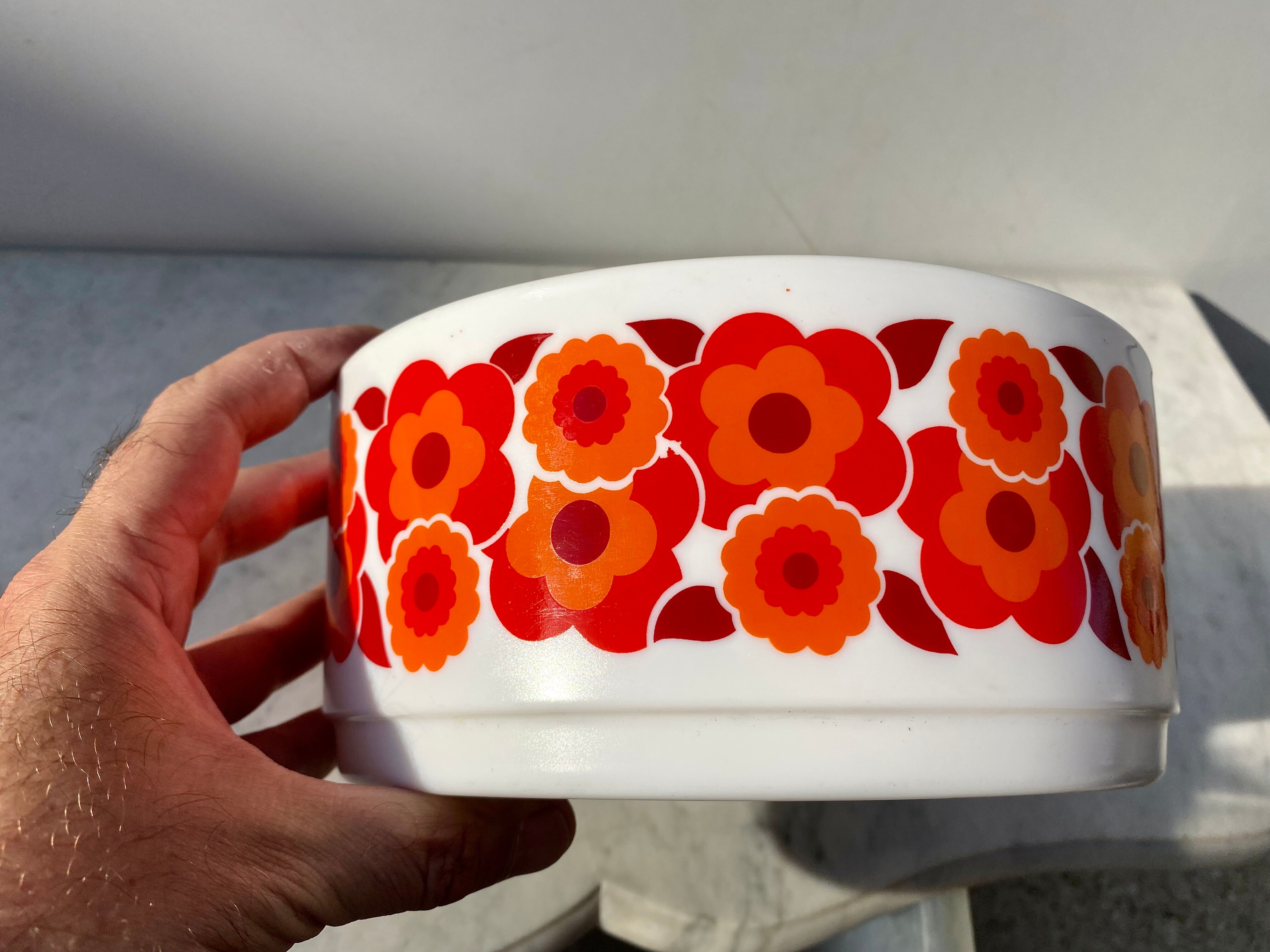 Rainbow bowl lotus orange and red vintage 70s tbe