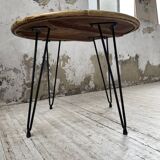 Wicker and metal coffee table from the 1950s