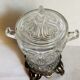 Antique glass compotier on metal stand
