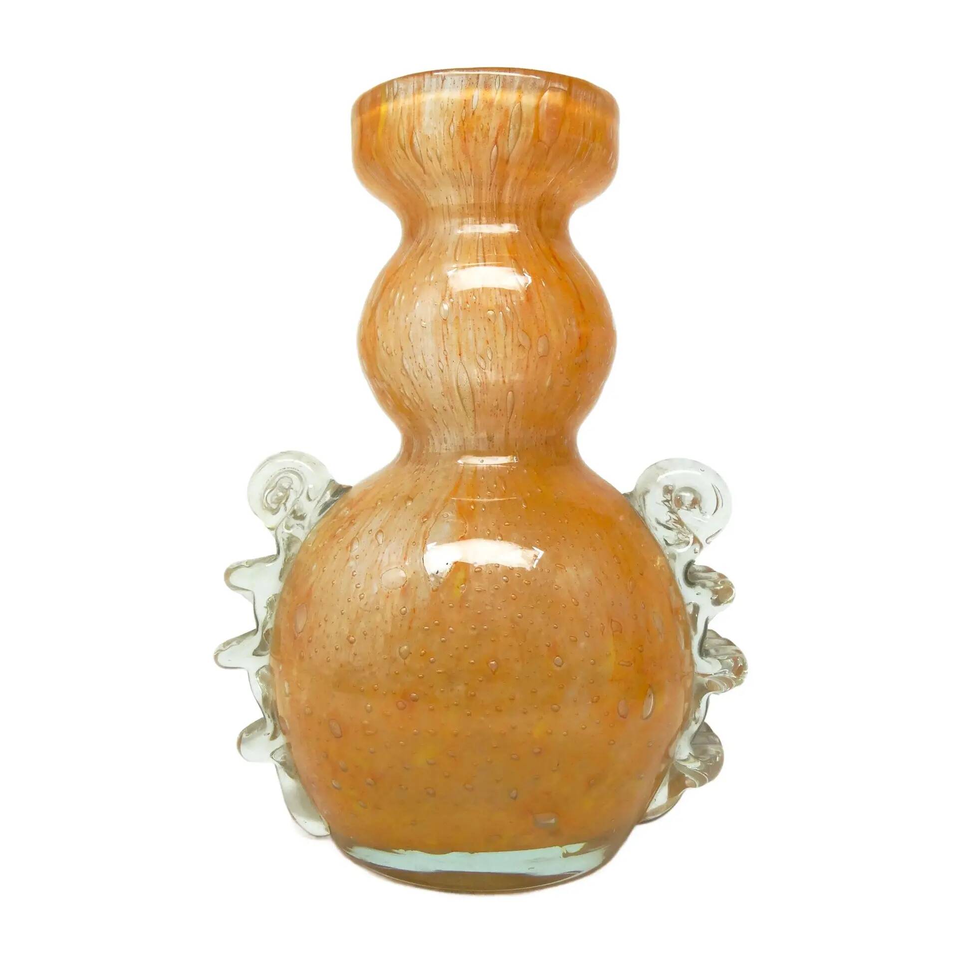 Postmodernism vase, orange glass, Łysa Góra Glassworks, Poland, 1970s