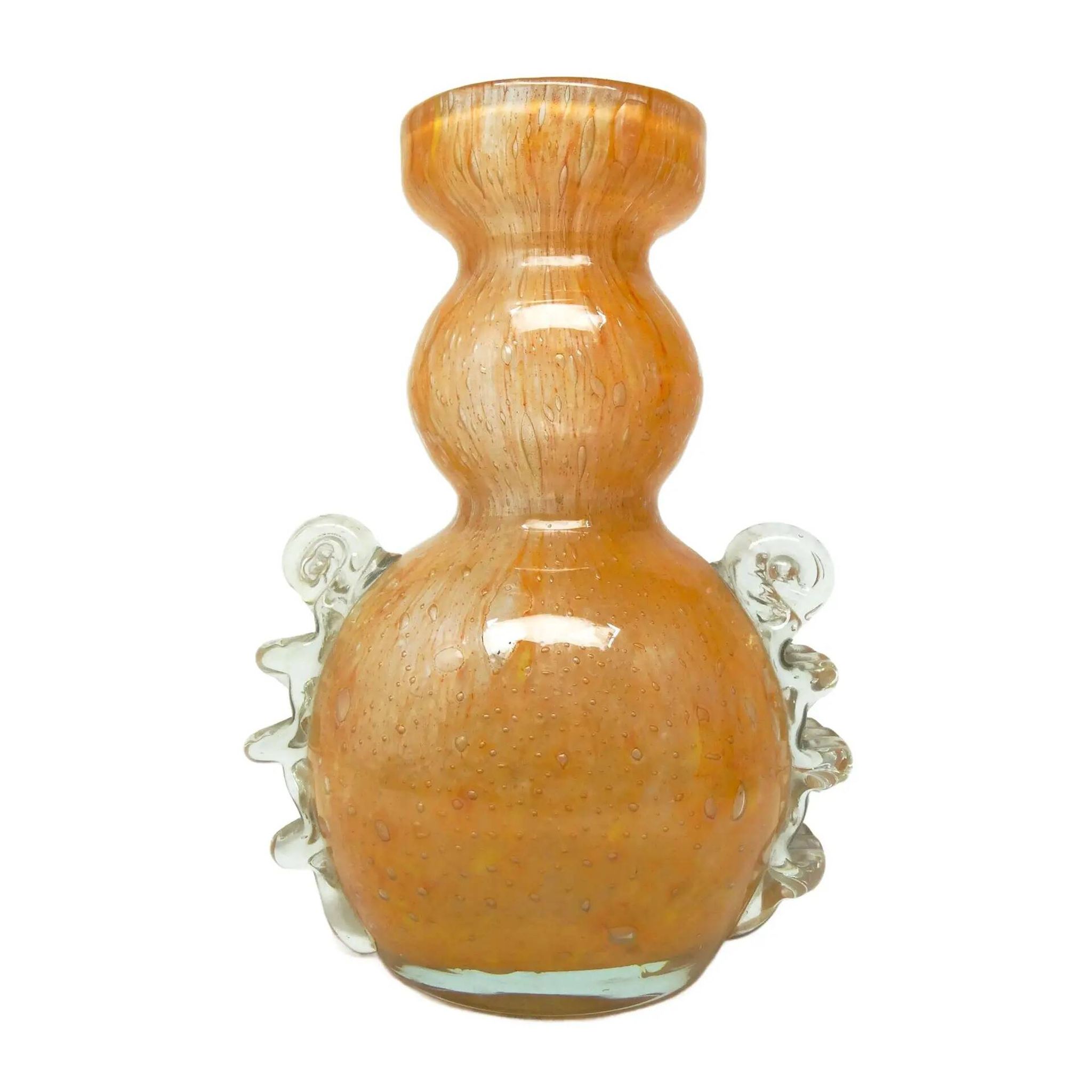 Postmodernism vase, orange glass, Łysa Góra Glassworks, Poland, 1970s