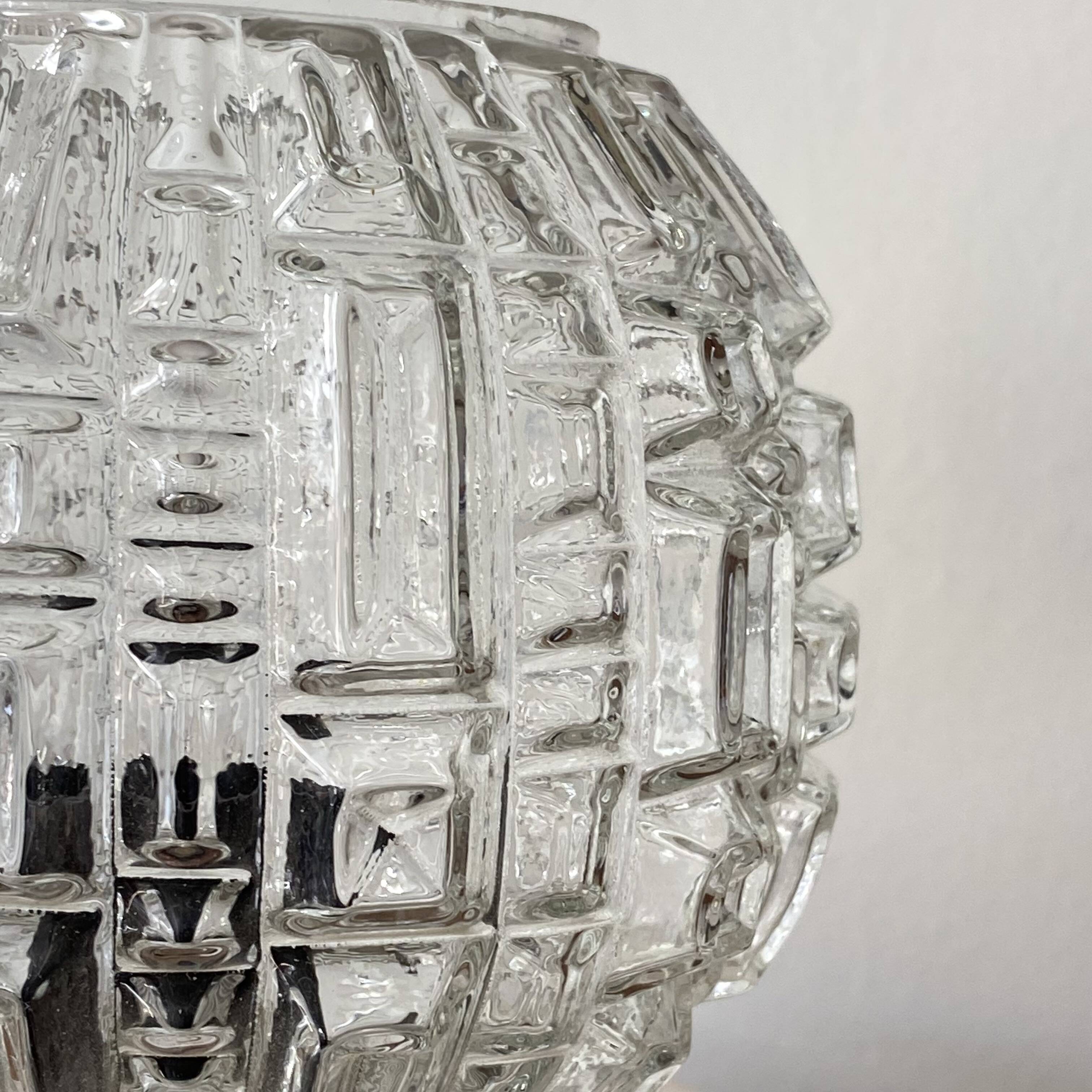 Ceiling light or globe wall light, moulded glass, 14 cm, porcelain rose.