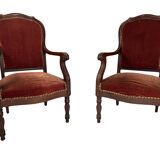 Pair of Louis Philippe armchairs in solid mahogany
