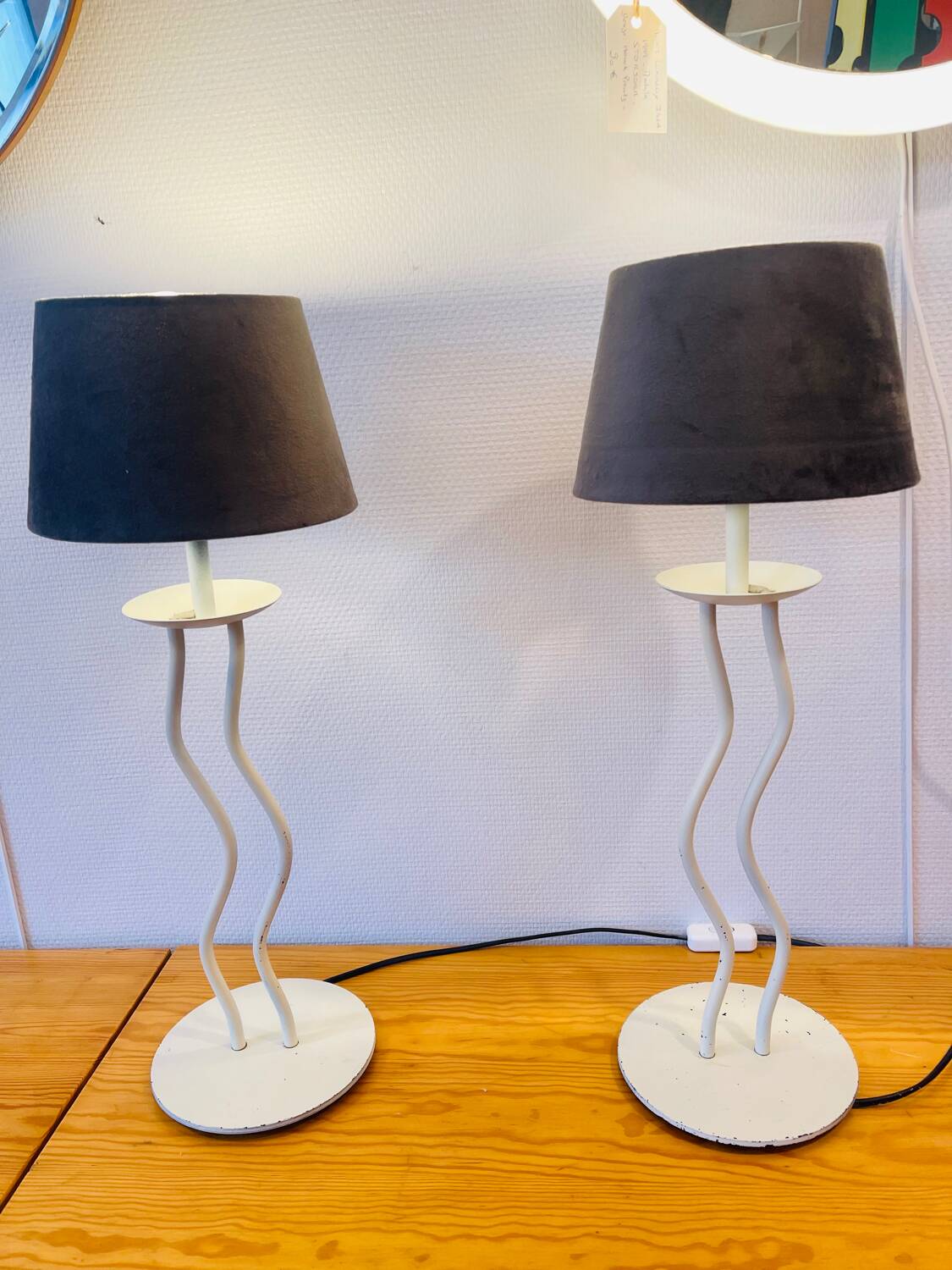 Pair of postmodern lamps from the 1980s.