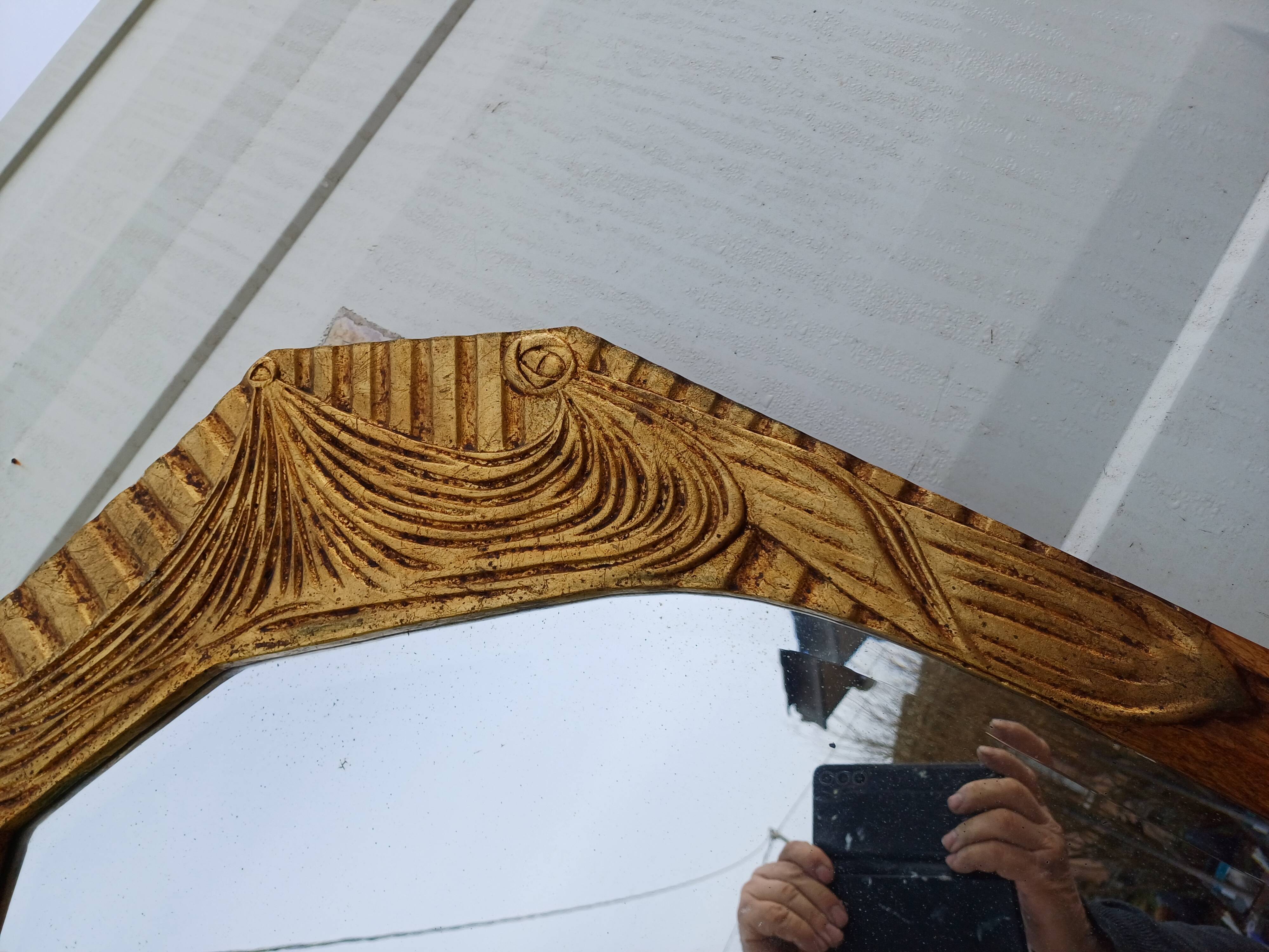 Art Deco Mirror Wood and Gold Stuk