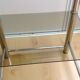 Two-tray console in smoked glass and chrome metal / vintage 70s-80s