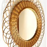 Vintage rattan sun mirror